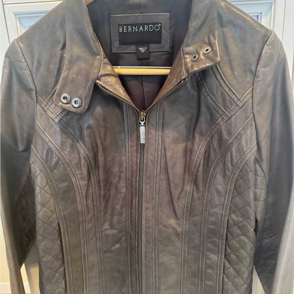 Bernardo Women's Dark Gray Leather Jacket